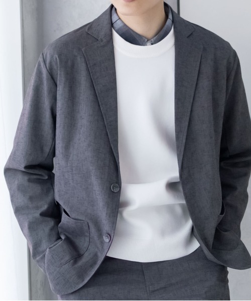 URBAN COLLECTION(アーバンコレクション)の「URBAN COLLECTION リネンライクジャケット(テーラードジャケット・メンズ・ブラック/チャコール・S/M/L/XL)」の4枚目の写真