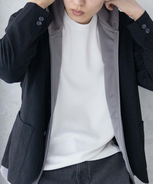 URBAN COLLECTION(アーバンコレクション)の「URBAN COLLECTION リネンライクジャケット(テーラードジャケット・メンズ・ブラック/チャコール・S/M/L/XL)」の10枚目の写真