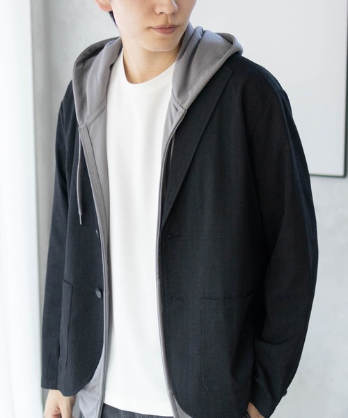 URBAN COLLECTION(アーバンコレクション)の「URBAN COLLECTION リネンライクジャケット(テーラードジャケット・メンズ・ブラック/チャコール・S/M/L/XL)」の9枚目の写真