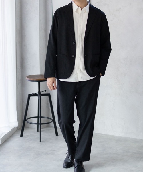 URBAN COLLECTION(アーバンコレクション)の「URBAN COLLECTION リネンライクジャケット(テーラードジャケット・メンズ・ブラック/チャコール・S/M/L/XL)」の7枚目の写真
