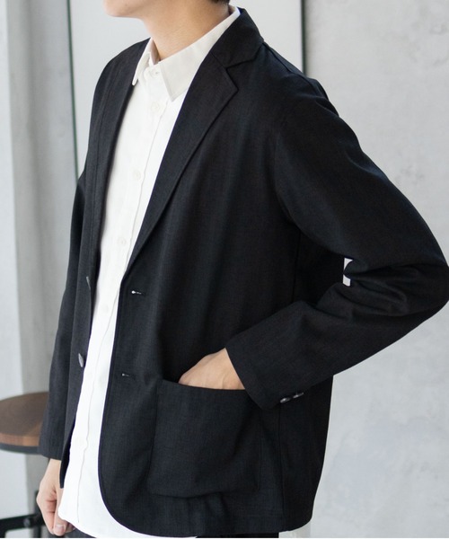 URBAN COLLECTION(アーバンコレクション)の「URBAN COLLECTION リネンライクジャケット(テーラードジャケット・メンズ・ブラック/チャコール・S/M/L/XL)」の12枚目の写真