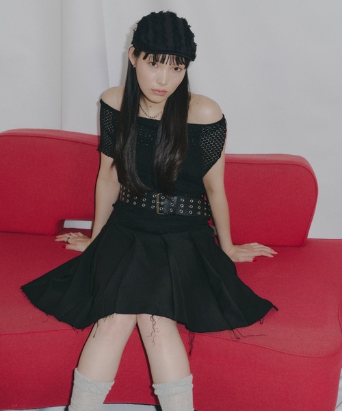 DTYYPE（ドタイプ）の「フリンジハンチング帽（ハンチング/ベレー帽・レディース・ブラック/ホワイト・FREE）」の6枚目の写真