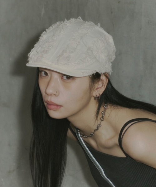 DTYYPE（ドタイプ）の「フリンジハンチング帽（ハンチング/ベレー帽・レディース・ブラック/ホワイト・FREE）」の11枚目の写真