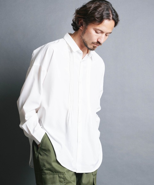 COMMON WARE（コモンウェアー）の「COMMONWARE:PE STRETCH PIN TUCK SHIRTS L/S/ ブロード ピンタックシャツ ロングスリーブ（シャツ/ブラウス・メンズ・ブラック/ホワイト・M/L/XL）」の12枚目の写真