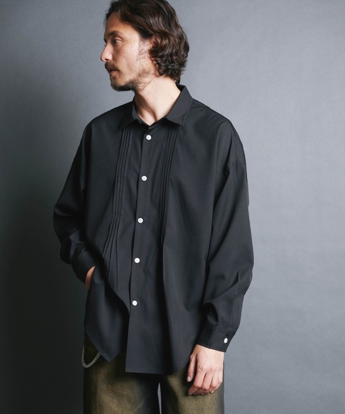 COMMON WARE（コモンウェアー）の「COMMONWARE:PE STRETCH PIN TUCK SHIRTS L/S/ ブロード ピンタックシャツ ロングスリーブ（シャツ/ブラウス・メンズ・ブラック/ホワイト・M/L/XL）」の5枚目の写真
