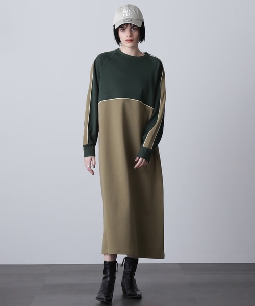 ROSE BUD（ローズバッド）の「ラインカットソーワンピース（ワンピース・レディース・カーキ/ブラック/バーガンディー・ONE SIZE）」の2枚目の写真