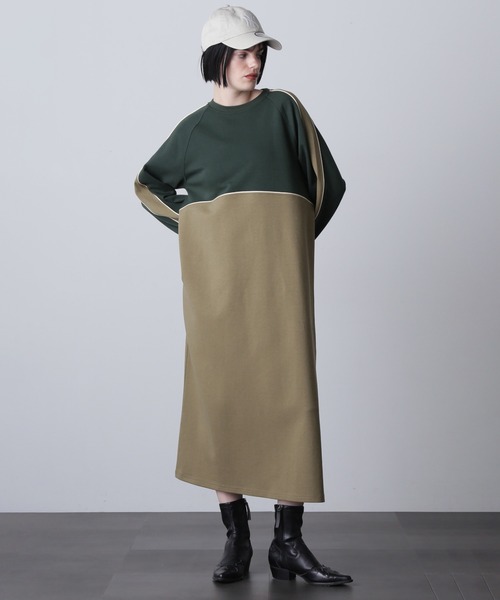 ROSE BUD（ローズバッド）の「ラインカットソーワンピース（ワンピース・レディース・カーキ/ブラック/バーガンディー・ONE SIZE）」の7枚目の写真