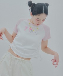 【Lizii Lin】ドロストデザインキャットTシャツ