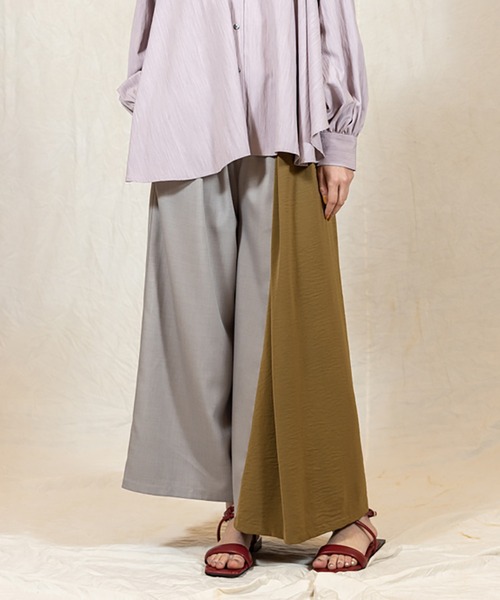 OSMOSIS（オズモーシス）の「アシンメトリー切替パンツ（その他パンツ・レディース・アイボリー/ライトグレー/ブラック・ONE SIZE）」の3枚目の写真