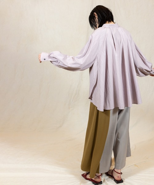 OSMOSIS（オズモーシス）の「アシンメトリー切替パンツ（その他パンツ・レディース・アイボリー/ライトグレー/ブラック・ONE SIZE）」の4枚目の写真