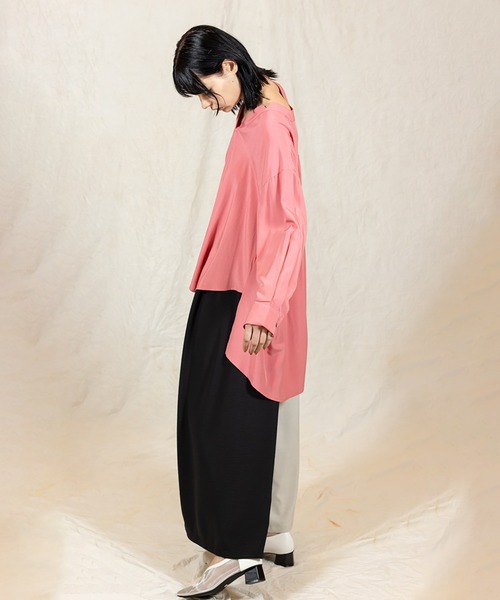 OSMOSIS（オズモーシス）の「アシンメトリー切替パンツ（その他パンツ・レディース・アイボリー/ライトグレー/ブラック・ONE SIZE）」の7枚目の写真