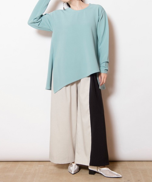 OSMOSIS（オズモーシス）の「アシンメトリー切替パンツ（その他パンツ・レディース・アイボリー/ライトグレー/ブラック・ONE SIZE）」の9枚目の写真