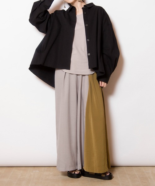 OSMOSIS（オズモーシス）の「アシンメトリー切替パンツ（その他パンツ・レディース・アイボリー/ライトグレー/ブラック・ONE SIZE）」の19枚目の写真