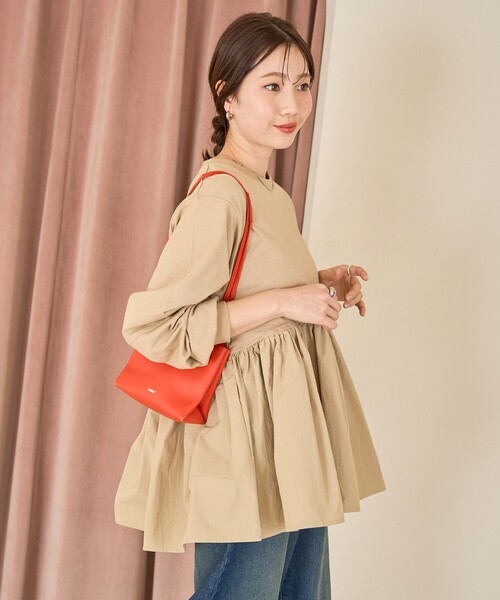 【美品】Adonisis SAISON 半袖カットソー　プルオーバードッキング セール】限定展開 カットソー 布帛 ドッキング ティアード