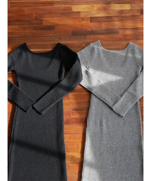 TRUNC(トランクエイティーエイト)の「Back Open Knit One piece(ワンピース・レディース・ブラック/グレー・FREE)」の19枚目の写真