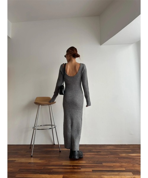 TRUNC(トランクエイティーエイト)の「Back Open Knit One piece(ワンピース・レディース・ブラック/グレー・FREE)」の11枚目の写真