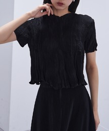 【Gongdid Design】Wavy crop top プリーツウェーブ クロップドトップス