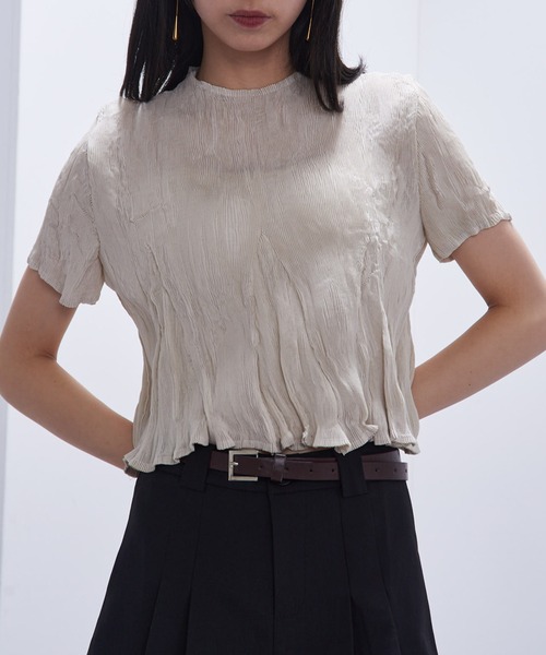 Gongdid Design】Wavy crop top プリーツウェーブ クロップドトップス