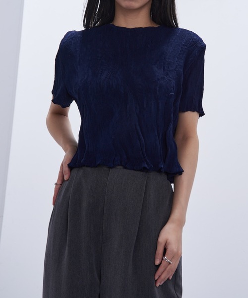 Gongdid Design】Wavy crop top プリーツウェーブ クロップドトップス