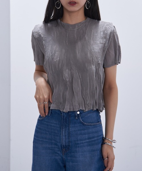 Gongdid Design】Wavy crop top プリーツウェーブ クロップド