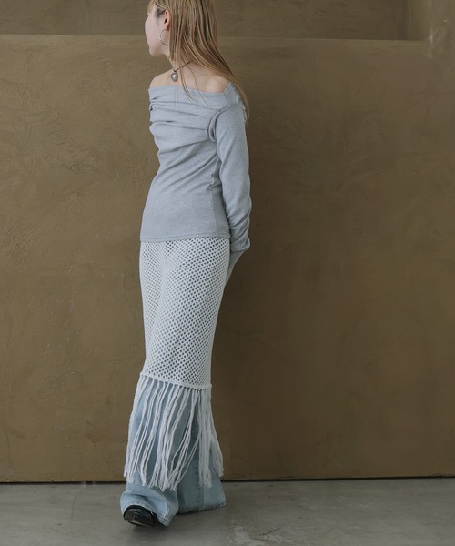 セール】フリンジロングラップスカート/巻きスカート（スカート