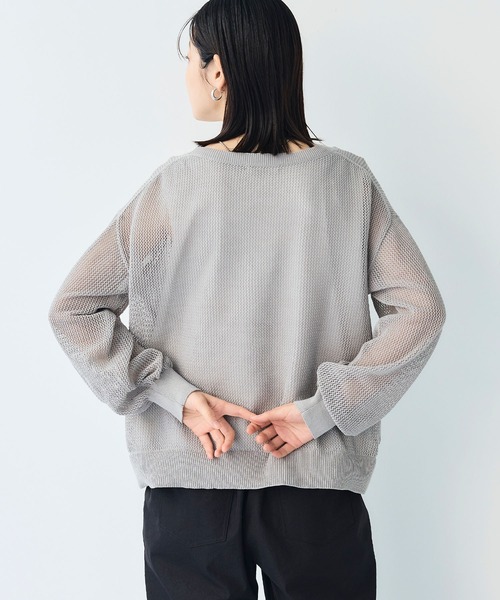 CROSS FUNCTION（クロスファンクション）の「《洗える》エブ楽 クラフトメッシュニットアンサンブル【CF/クロスファンクション】（ニット/セーター・レディース・ブルー/ライトグレー/ブラック・L/M/LL）」の9枚目の写真