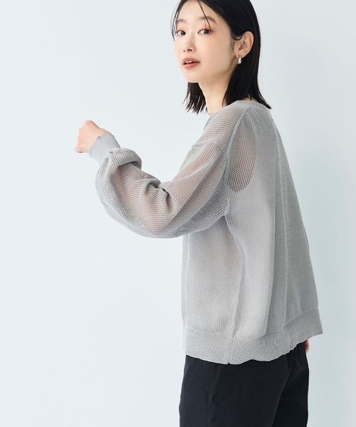 CROSS FUNCTION（クロスファンクション）の「《洗える》エブ楽 クラフトメッシュニットアンサンブル【CF/クロスファンクション】（ニット/セーター・レディース・ブルー/ライトグレー/ブラック・L/M/LL）」の7枚目の写真