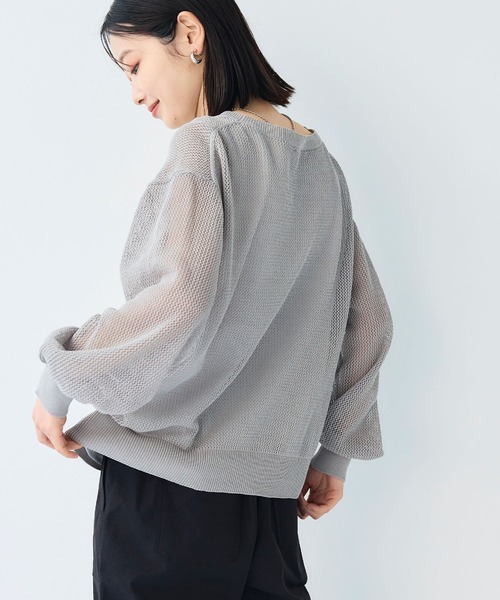 CROSS FUNCTION（クロスファンクション）の「《洗える》エブ楽 クラフトメッシュニットアンサンブル【CF/クロスファンクション】（ニット/セーター・レディース・ブルー/ライトグレー/ブラック・L/M/LL）」の8枚目の写真