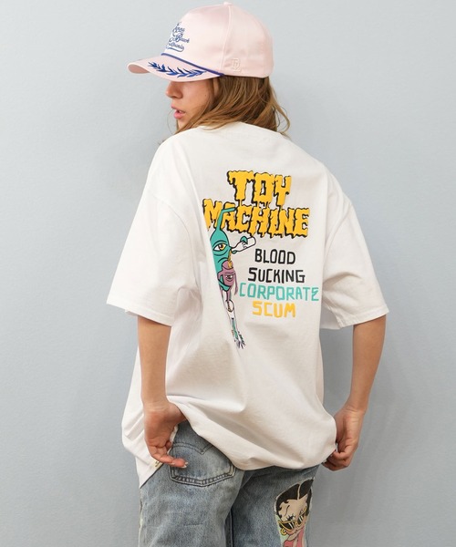 TOY　MACHINE（トイ　マシーン）の「【ユニセックス】TOY MACHINE/トイマシーン オーバーサイズ/バックプリントTシャツ MTMSFST14（Tシャツ/カットソー・レディース・ホワイト/ロイヤルブルー/ブラック・M/L）」の2枚目の写真