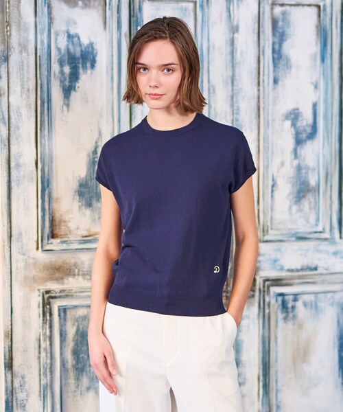 DRESSTERIOR(ドレステリア)の「【定番/洗える】コットンシルク混フレンチスリーブニット(ニット/セーター・レディース・ブルー/ワインレッド/ネイビー・34/36/38)」の2枚目の写真