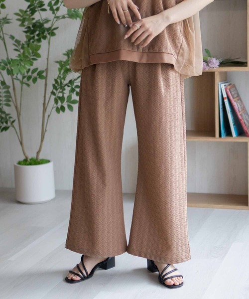 Howdy Marie（ハウディ―マリー）の「Howdy Marieカットジャガード セミワイドパンツ（その他パンツ・レディース・ブラック/ブラウン・M/L）」の3枚目の写真