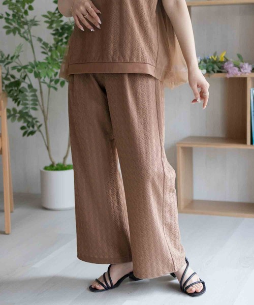 Howdy Marie（ハウディ―マリー）の「Howdy Marieカットジャガード セミワイドパンツ（その他パンツ・レディース・ブラック/ブラウン・M/L）」の4枚目の写真