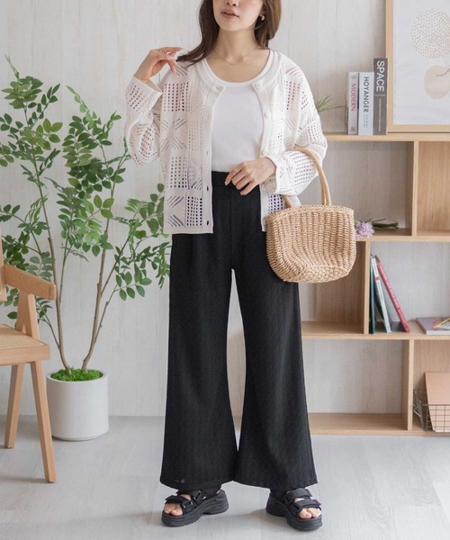 Howdy Marie（ハウディ―マリー）の「Howdy Marieカットジャガード セミワイドパンツ（その他パンツ・レディース・ブラック/ブラウン・M/L）」の12枚目の写真