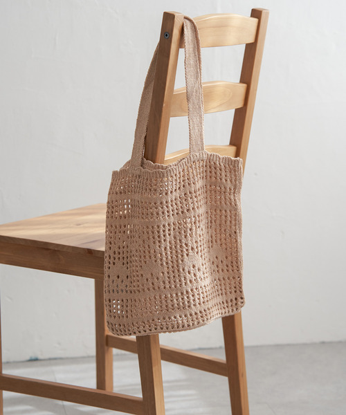 VENCEEXCHANGE（ヴァンスエクスチェンジ）の「かぎ編みトートバッグ（トートバッグ・レディース・オレンジ/ベージュ/グリーン系/ピンク系/ブラック/オフホワイト/パープル系・FREE）」の16枚目の写真