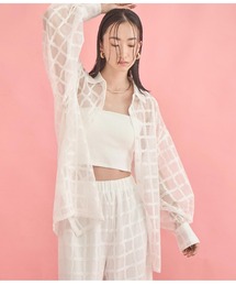 Settimissimo | 格子チェック メッシュ オーバーサイズ シャツ(シャツ/ブラウス)