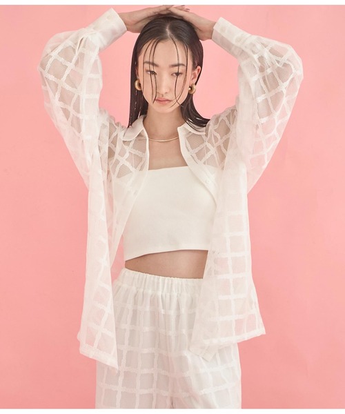 Settimissimo（セッティミッシモ）の「格子チェック メッシュ オーバーサイズ シャツ（シャツ/ブラウス・レディース・ブラック/オフホワイト・FREE）」の14枚目の写真