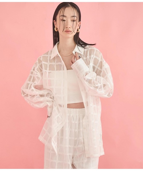 Settimissimo（セッティミッシモ）の「格子チェック メッシュ オーバーサイズ シャツ（シャツ/ブラウス・レディース・ブラック/オフホワイト・FREE）」の15枚目の写真