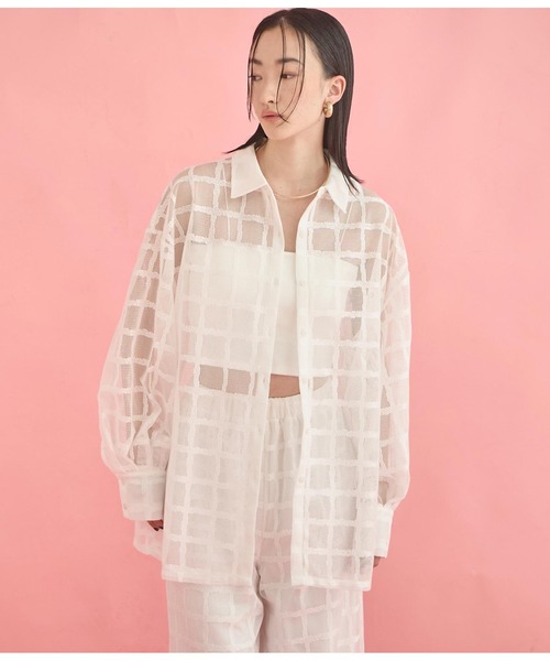 Settimissimo（セッティミッシモ）の「格子チェック メッシュ オーバーサイズ シャツ（シャツ/ブラウス・レディース・ブラック/オフホワイト・FREE）」の16枚目の写真