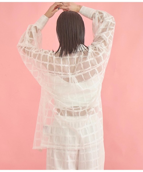 Settimissimo（セッティミッシモ）の「格子チェック メッシュ オーバーサイズ シャツ（シャツ/ブラウス・レディース・ブラック/オフホワイト・FREE）」の18枚目の写真