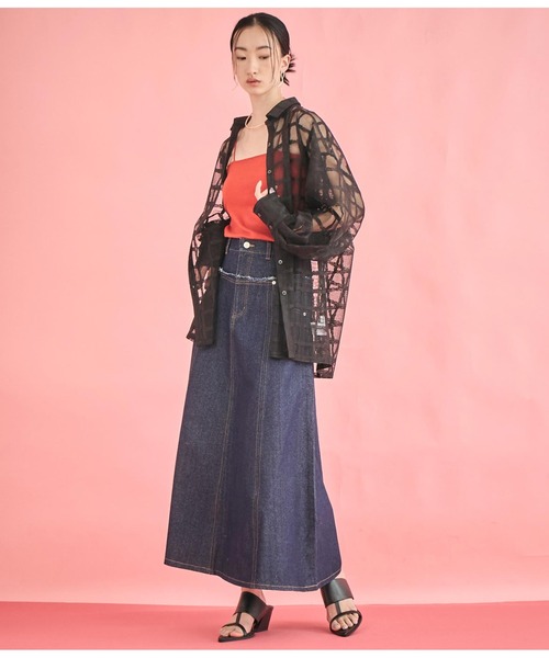 Settimissimo（セッティミッシモ）の「格子チェック メッシュ オーバーサイズ シャツ（シャツ/ブラウス・レディース・ブラック/オフホワイト・FREE）」の13枚目の写真