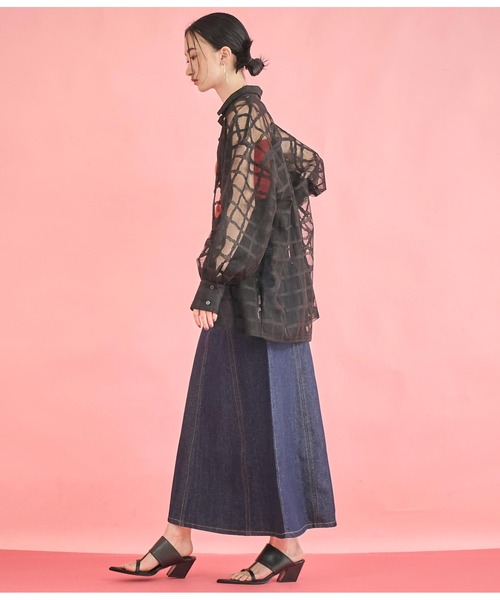 Settimissimo（セッティミッシモ）の「格子チェック メッシュ オーバーサイズ シャツ（シャツ/ブラウス・レディース・ブラック/オフホワイト・FREE）」の3枚目の写真