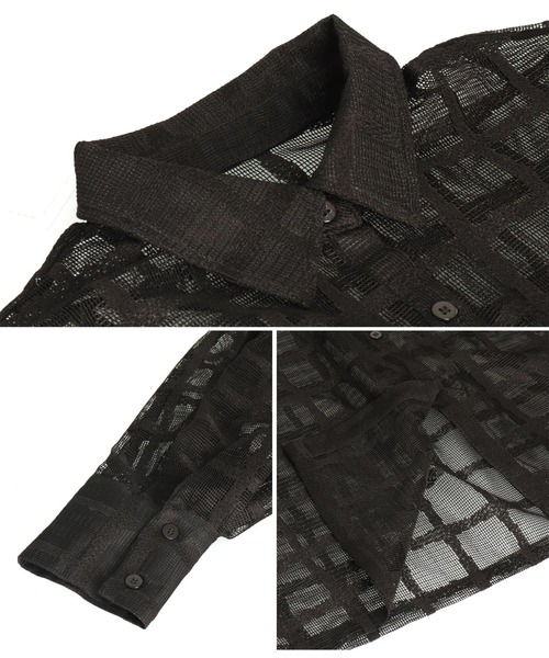 Settimissimo（セッティミッシモ）の「格子チェック メッシュ オーバーサイズ シャツ（シャツ/ブラウス・レディース・ブラック/オフホワイト・FREE）」の5枚目の写真