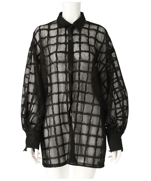 Settimissimo（セッティミッシモ）の「格子チェック メッシュ オーバーサイズ シャツ（シャツ/ブラウス・レディース・ブラック/オフホワイト・FREE）」の7枚目の写真