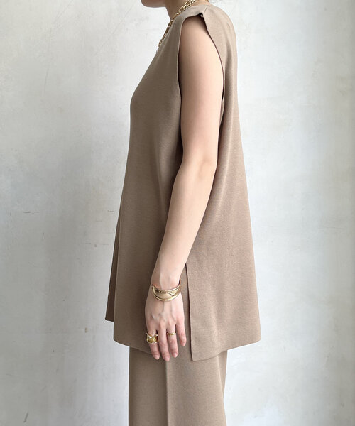 DouDou(ドゥドゥ)の「【WEB限定】ロングニットベスト+ニットパンツセット(セットアップ・レディース・ベージュ/ブラック・FREE)」の8枚目の写真
