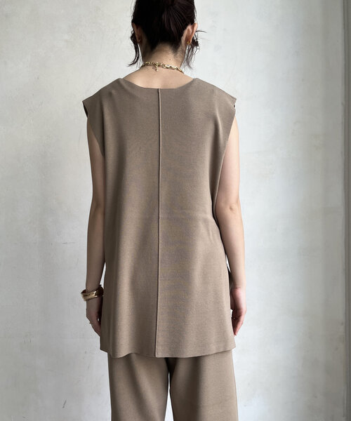 DouDou(ドゥドゥ)の「【WEB限定】ロングニットベスト+ニットパンツセット(セットアップ・レディース・ベージュ/ブラック・FREE)」の9枚目の写真