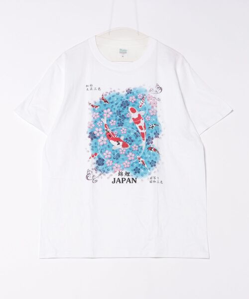 JIN plus（ジンプラス）の「錦鯉 JIN+ホワイト半袖Tシャツ（Tシャツ/カットソー・メンズ・ホワイト系1/ホワイト系その他5/ホワイト系その他2/ホワイト系その他4/ホワイト系その他3・SMALL/XX-LARGE/MEDIUM/X-LARGE/LARGE）」の4枚目の写真