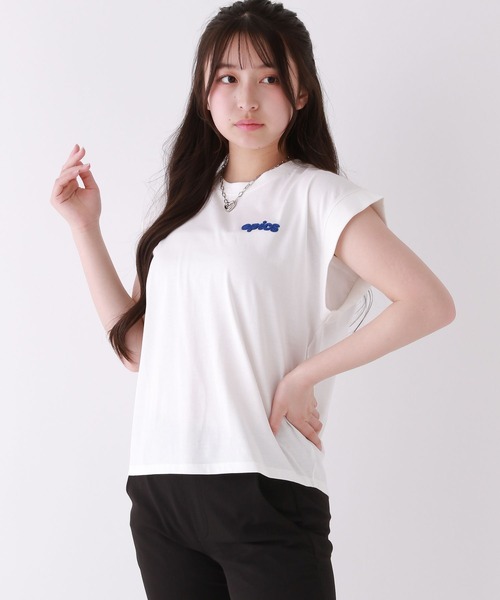 repipi armario(レピピ アルマリオ)の「【接触冷感】シャーベットフレンチT(Tシャツ/カットソー・キッズ・スミクロ/イエロー/ホワイト/グリーン/ピンク/サックスブルー・SMALL/LARGE/MEDIUM)」の1枚目の写真