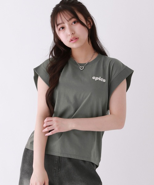 repipi armario(レピピ アルマリオ)の「【接触冷感】シャーベットフレンチT(Tシャツ/カットソー・キッズ・スミクロ/イエロー/ホワイト/グリーン/ピンク/サックスブルー・SMALL/LARGE/MEDIUM)」の2枚目の写真