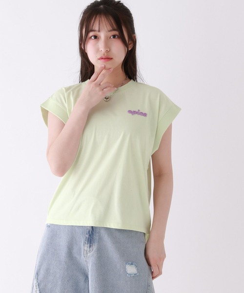 repipi armario(レピピ アルマリオ)の「【接触冷感】シャーベットフレンチT(Tシャツ/カットソー・キッズ・スミクロ/イエロー/ホワイト/グリーン/ピンク/サックスブルー・SMALL/LARGE/MEDIUM)」の3枚目の写真