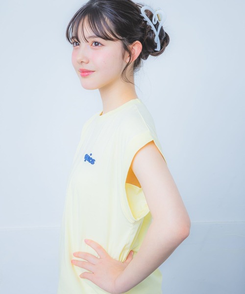 repipi armario(レピピ アルマリオ)の「【接触冷感】シャーベットフレンチT(Tシャツ/カットソー・キッズ・スミクロ/イエロー/ホワイト/グリーン/ピンク/サックスブルー・SMALL/LARGE/MEDIUM)」の7枚目の写真